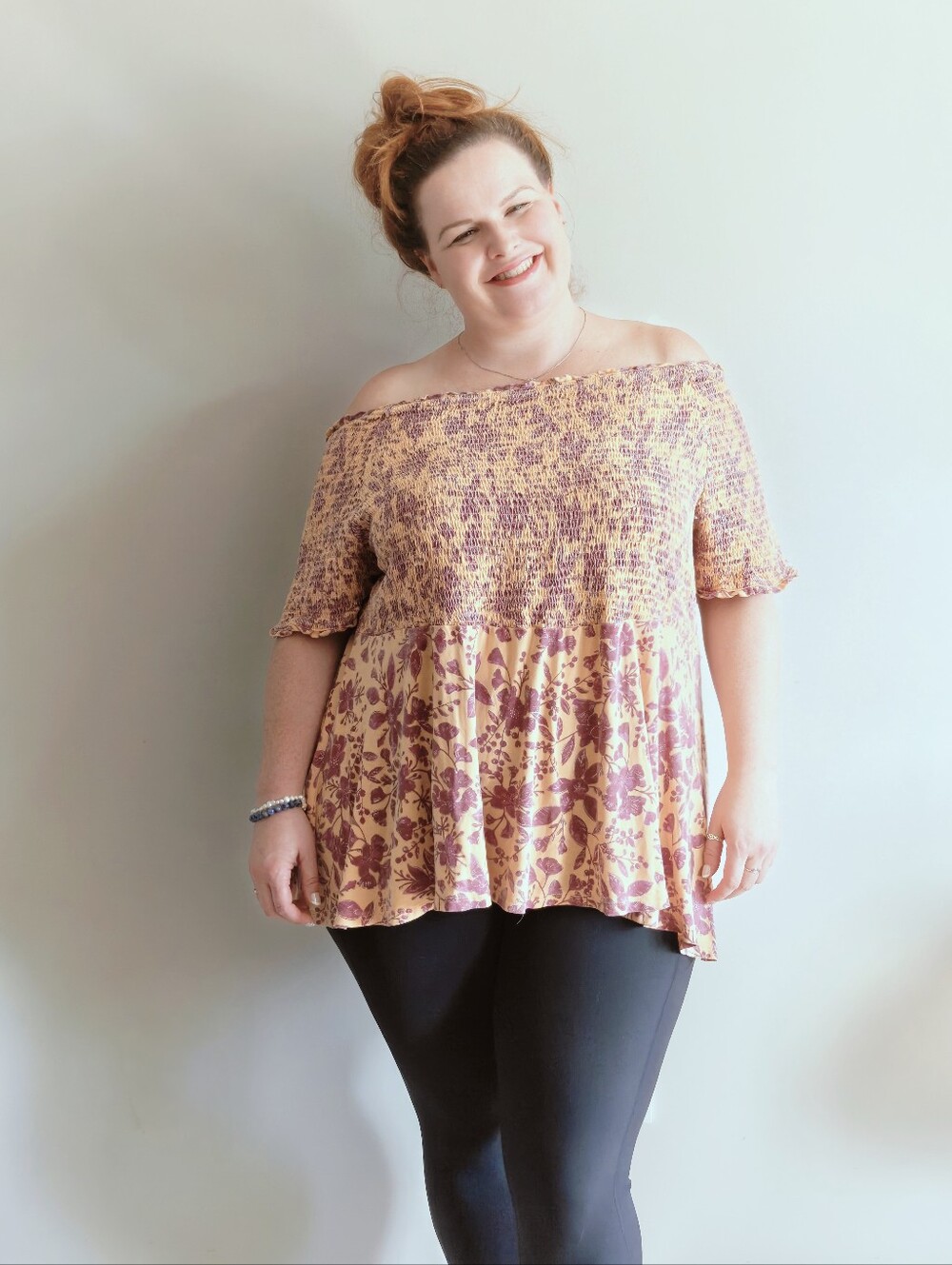 Plus Size 4XL | Smocked Floral Off Shoulder Top | Summer | Creamsicle & Lavender